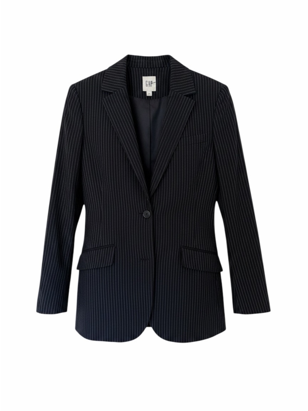 GAP Women's Navy Pinstripe Single-Button Suit Jacket